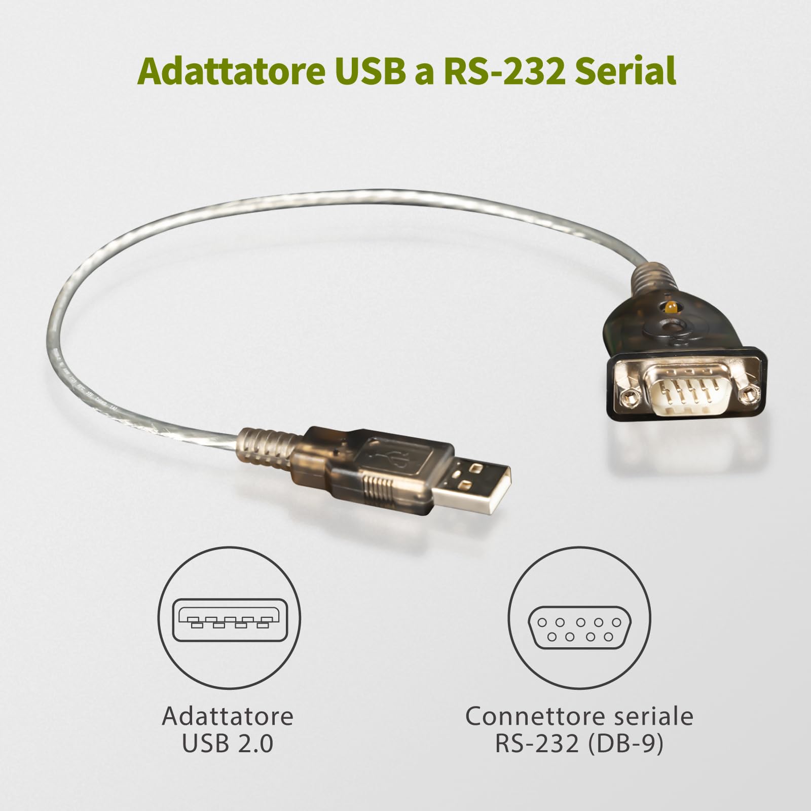 IOGEAR Adattatore USB RS-232 Cavo DB9 Trasferimento Dati a 230 kbps Compatibile con Windows 11 10 macOS X 10.14 USB 2.0 Nessun IRQ Richiesto