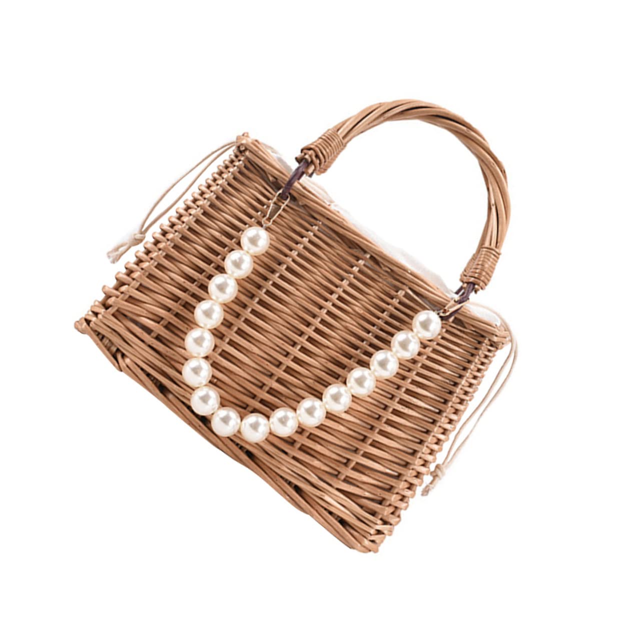 FRCOLOR bolso de perlas bolsa de perlas de bolsos de rafia para mujer bolsa de mujer bolsas de para la playa bolsa de de playa paño Khaki