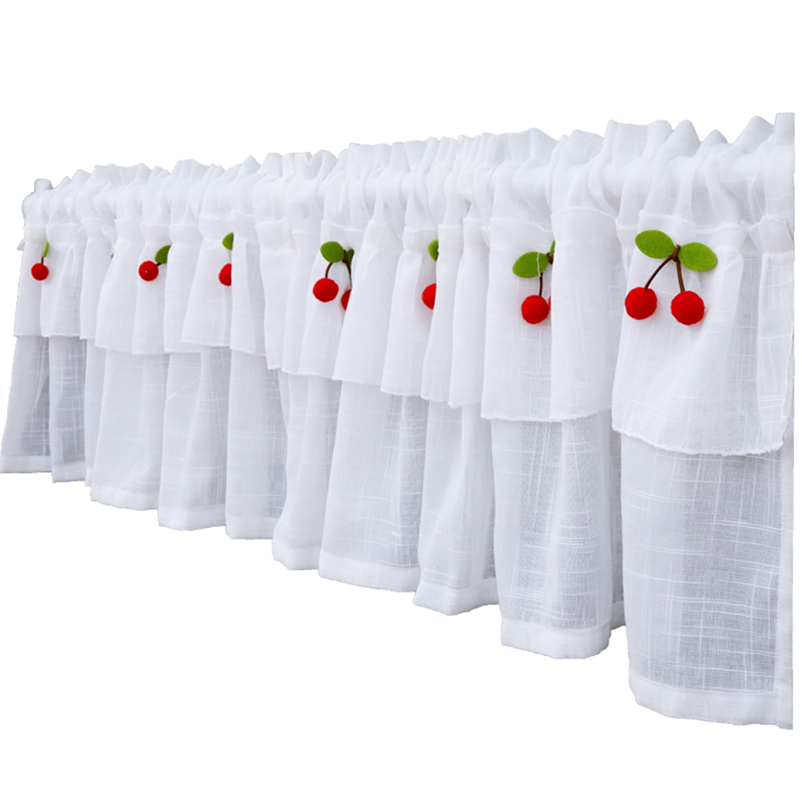 Cortina de cocina rUrEu blanca traslúcida estilo country para ventanas rústicas de 200x50 cm