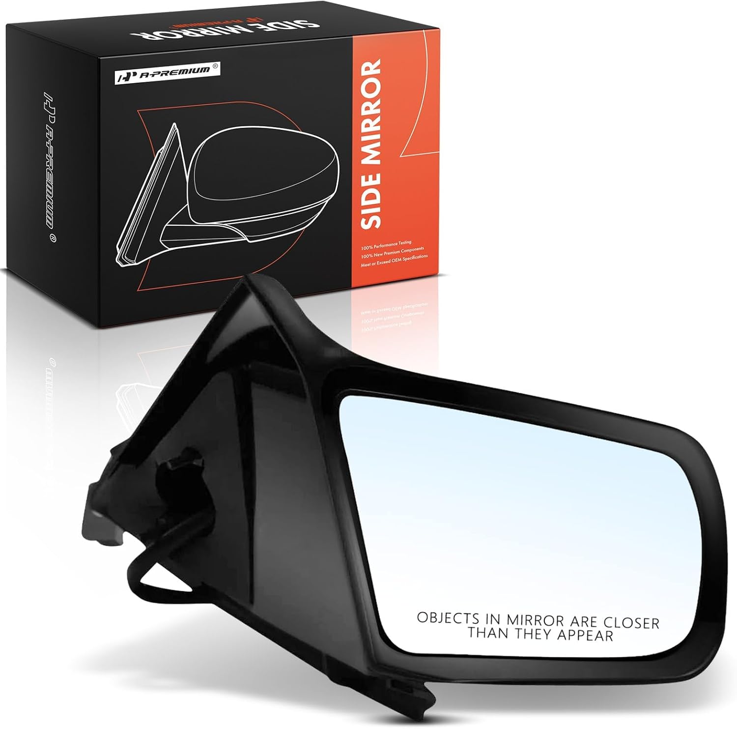 A-Premium Passenger Side Power Door Mirror - Compatible with Ford Mustang 1987-1993 - Non-Heated Non-Folding Black Outside Rear View Mirror