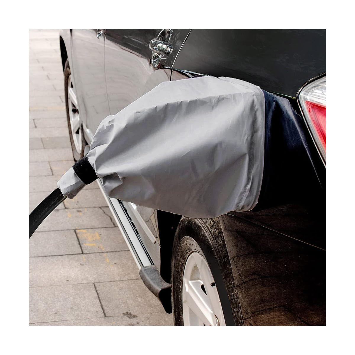 EV Charger Plug Port Cover, Waterproof Outdoor Electric Car Charging Port Cover, All Weather Steel-Bodied Electric Auto Charger Plug Protection Cover, Universal Car Accessories (Silver)