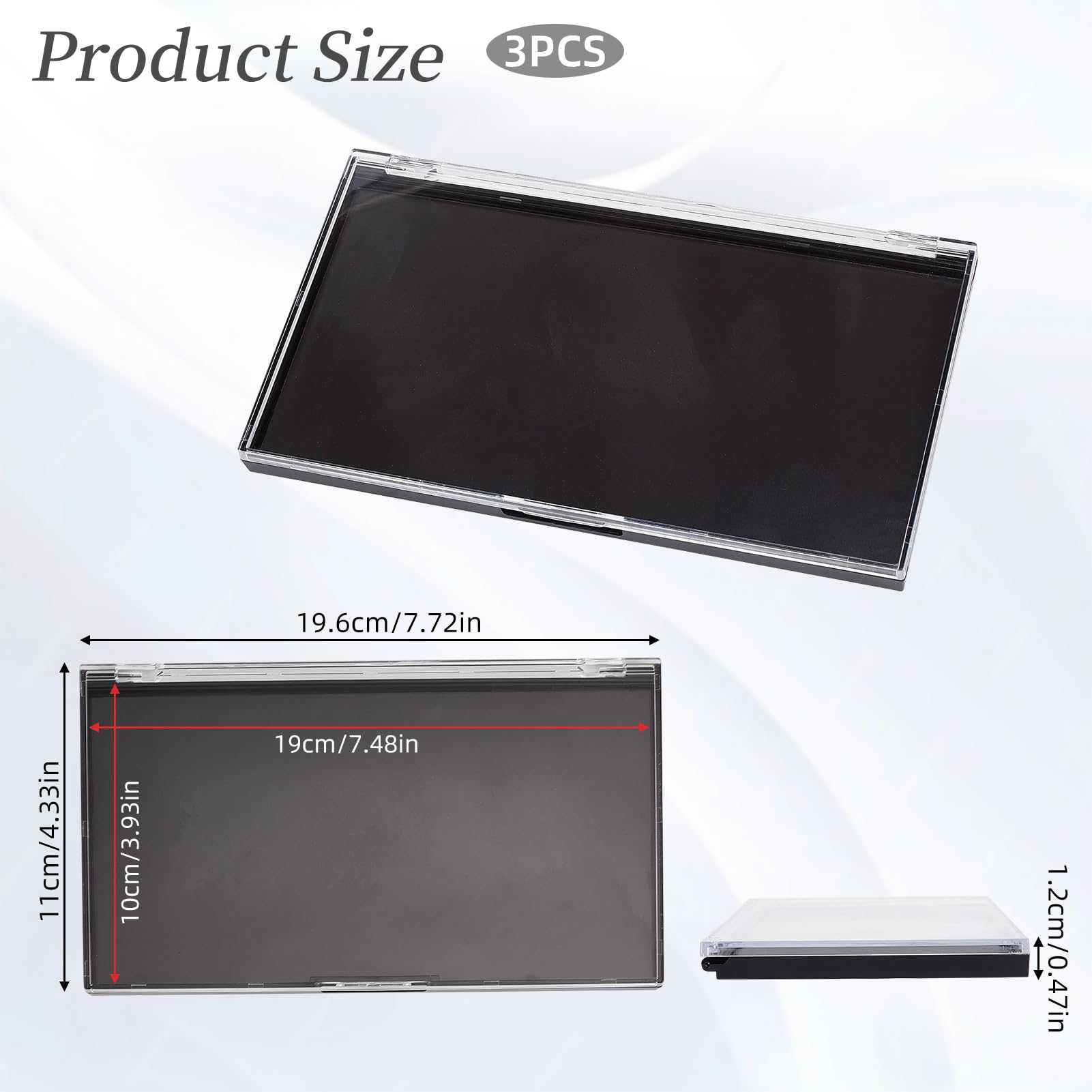 NICENEEDED 3 Paquete de Paleta de Maquillaje Magnética de 7.5 x 3.9 x 0.2 Pulgadas con Tapa Transparente, Caja de Almacenamiento Rectangular para Placas Dosificadoras de Maquillaje