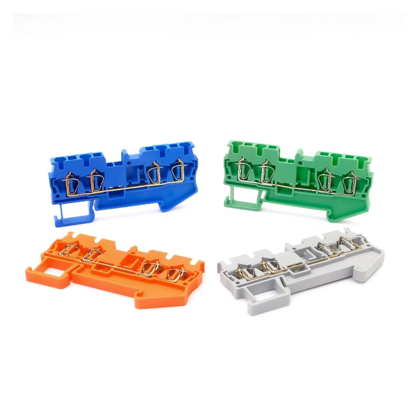 50Pcs DIN Rail Terminal Block ST-2.5 Wire Connectors Pull Type 4 Conductors Spring Wiring Terminal Blocks (Weiß)