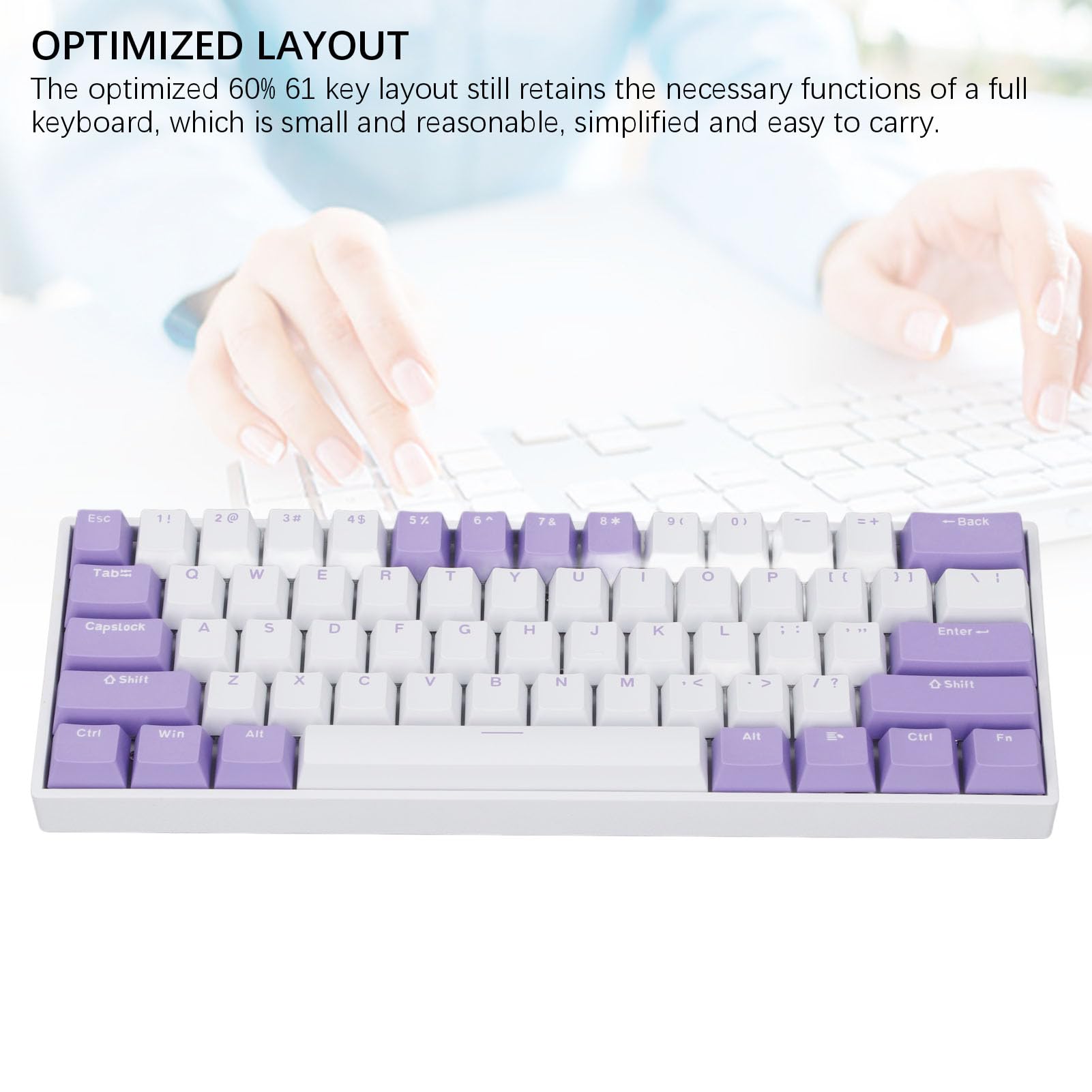 Mechaniczna Klawiatura do Gier 60%, Przenośna Kompaktowa Klawiatura Mechaniczna z 61 Klawiszami, Klawiatura Tri Mode 2.4G BT3.0 5.0 USB C, Klawiatura do Gier RGB na PC, Niebieski