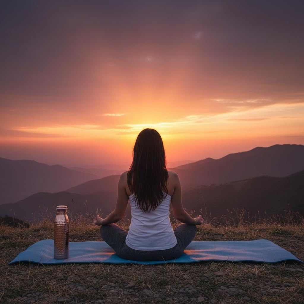 Pure Copper Water Bottle (34 oz), 100% Handmade Ayurvedic Drinking Water Bottle with Leak-Proof Lid, Includes Cleaning Brush & Gift Pouch, BPA-Free Rustic Hammered Copper Bottle - Image 7