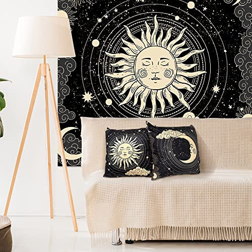 Vineland Pack Of 2 Throw Pillow Covers Decorative Pillow Cases For Sofa Couch Bed, Sun And Moon,Double-Sided Printing 18X18 Inches #TOP1