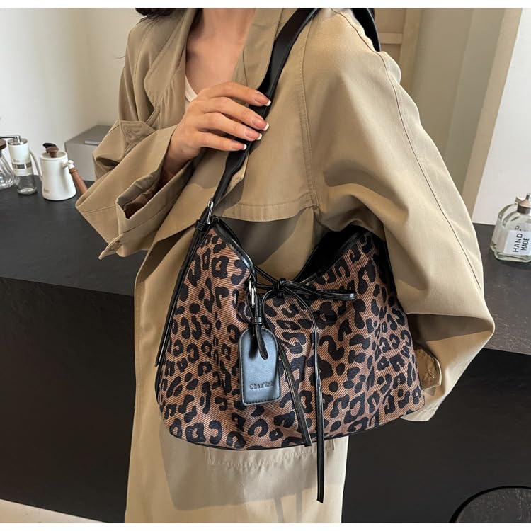 Image of y2k Cheetah Handbags for Women, Hobo Bag Cheetah Print Ladies Chic Shoulder Bags Tote Bag Leopard Print Large Crossbody