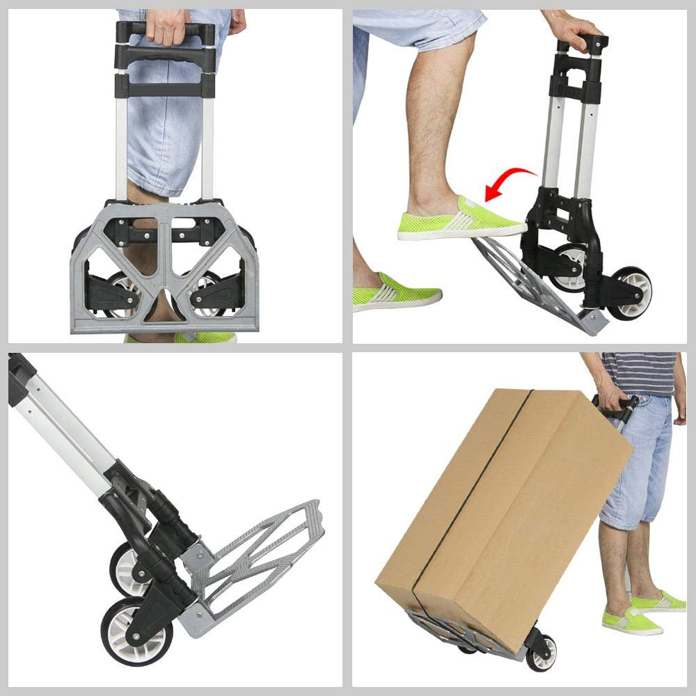 Yaheetech Sackkarre Handkarre Aluminium Transportkarre klappbar mit Ausziehbarem Teleskopgriff 100 cm Stapelkarre 75 kg belastbar