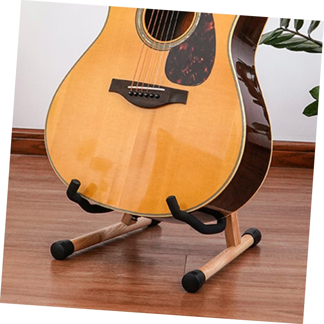 YARNOW Supporto per Chitarra da Terra Pieghevole in Legno Marrone | Telaio Stabile, per Bassi e Chitarre Acustiche, in Abs e Ferro, per Musicisti