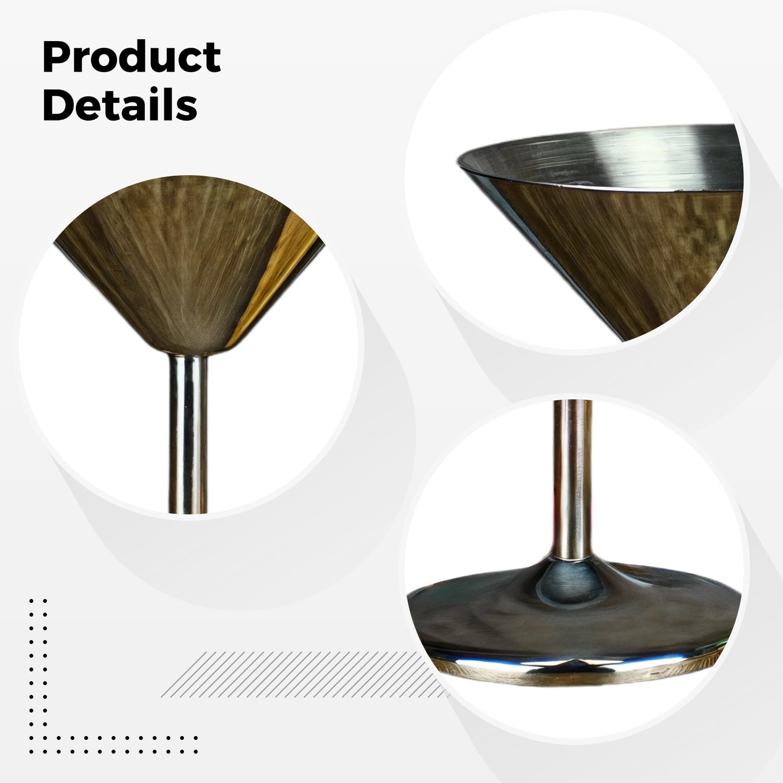 Juego de 4 copas de cóctel de acero inoxidable, copas de vino de metal irrompibles para restaurantes y fiestas, acero 304 resistente para bebidas frías