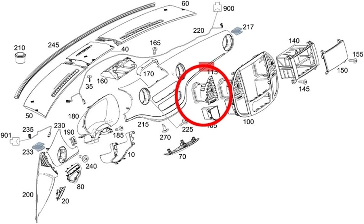 Automotive air Conditioning Vent Car Front Dashboard Center A/C Grille Vent Air Conditioner Outlet Fit 0For Mercedes-Benz Vito V260 W447 W448 2015-On(2PCS L and R)