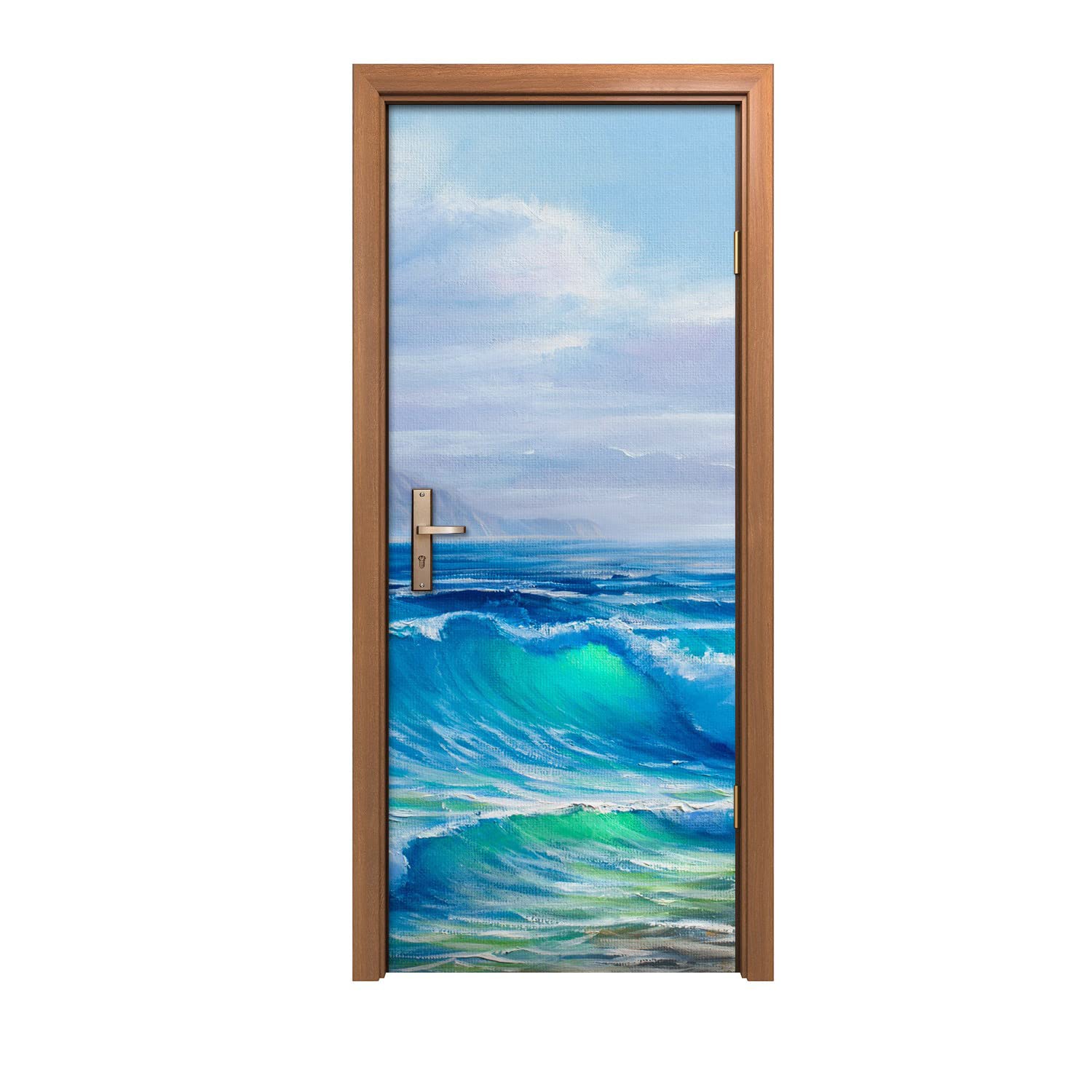 Autocollant de porte vagues de mer 80x200cm au design d'intérieur épuré