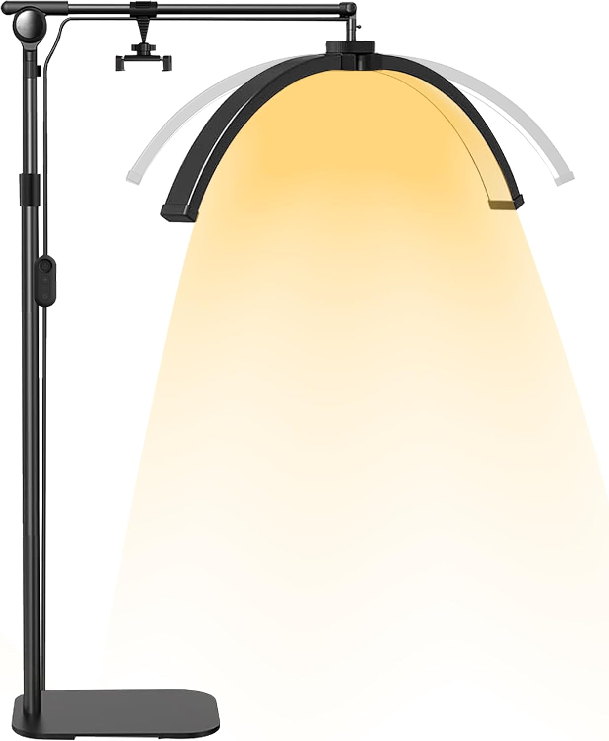 28 inch Half Moon Light - Dimmable LED Floor Lamp Lash Light for Eyelash Extensions Tattoo Artists Esthetician, Foldable Eyelash Tech Lamp - Cool/Warm Lighting, Adjustable Brightness & Height