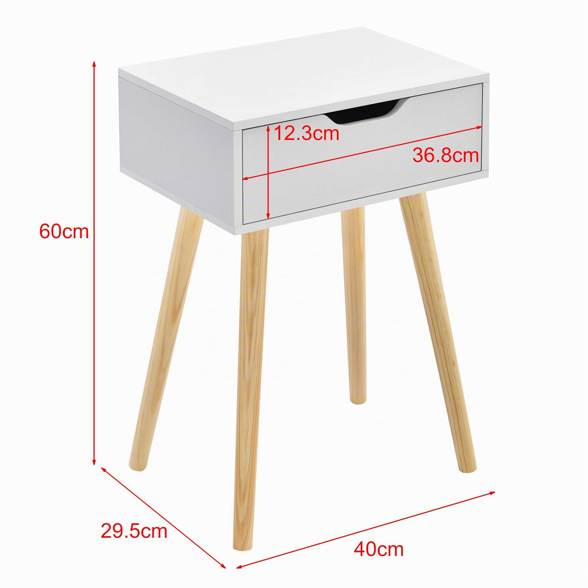 [en.casa] Lot de 2 Tables d'Appoint avec Tiroir Ensemble de 2 Tables Basses Bouts de Canapé Tables de Chevet Design Intemporel Panneau de Particules Bois 60 x 40 x 30 cm Blanc