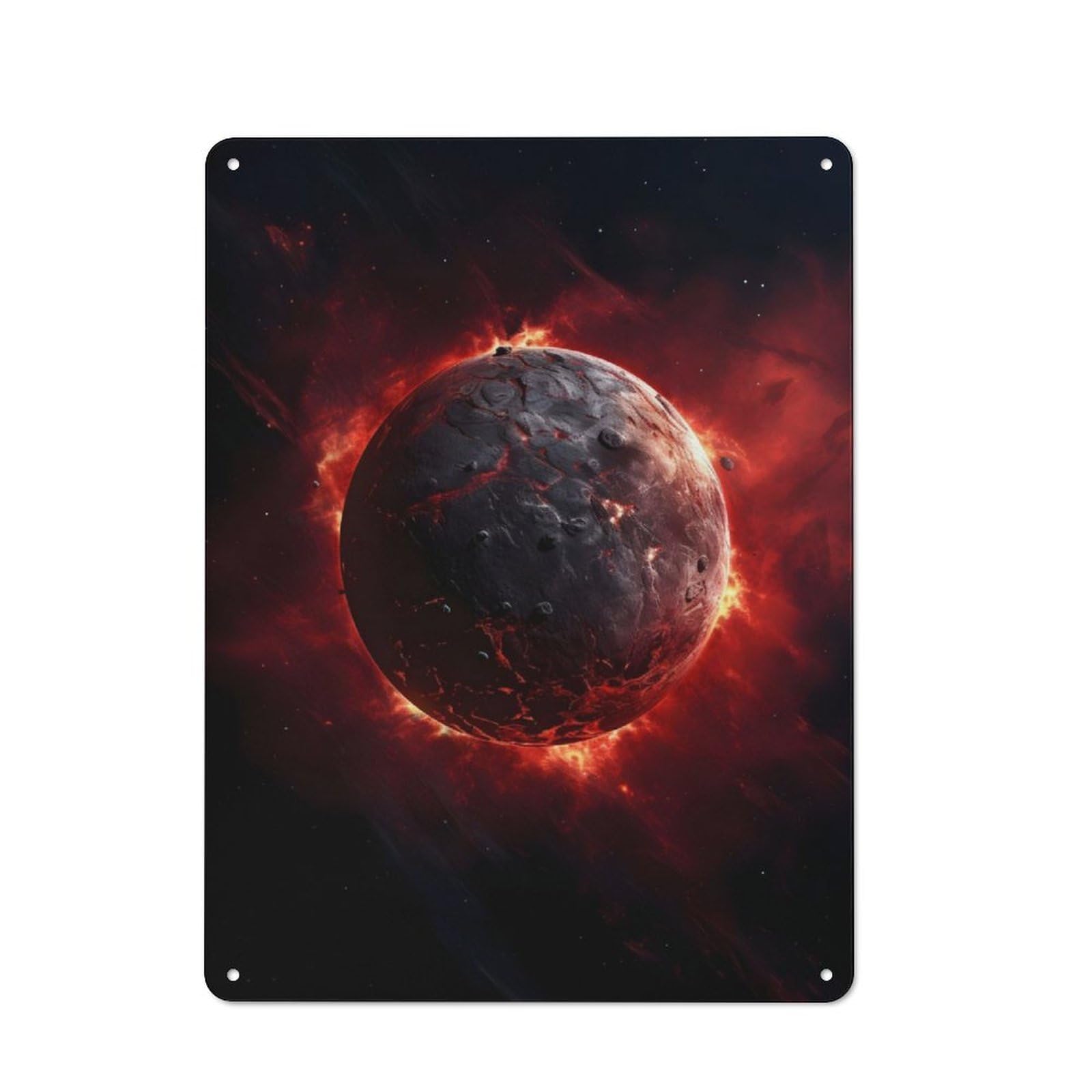 Junmoney Planet With Asteroid Metal Wall Art Sign 40X30cm, Modern Retro Urban Room Decor For Modern Home, Workshop, Office Or Cafe