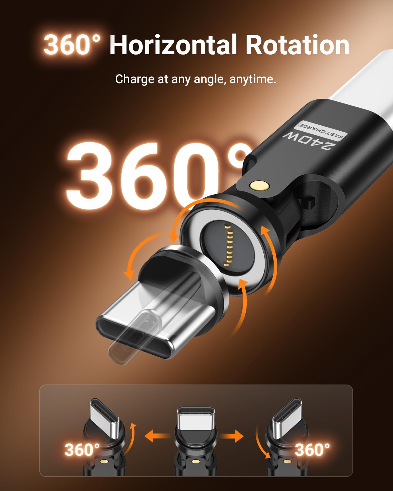 Adattatore Magnetico 3 In 1 USB-C | 240W Ricarica Rapida | Con Connettori Tipo C, IPhone, Micro USB | 2 Pezzi