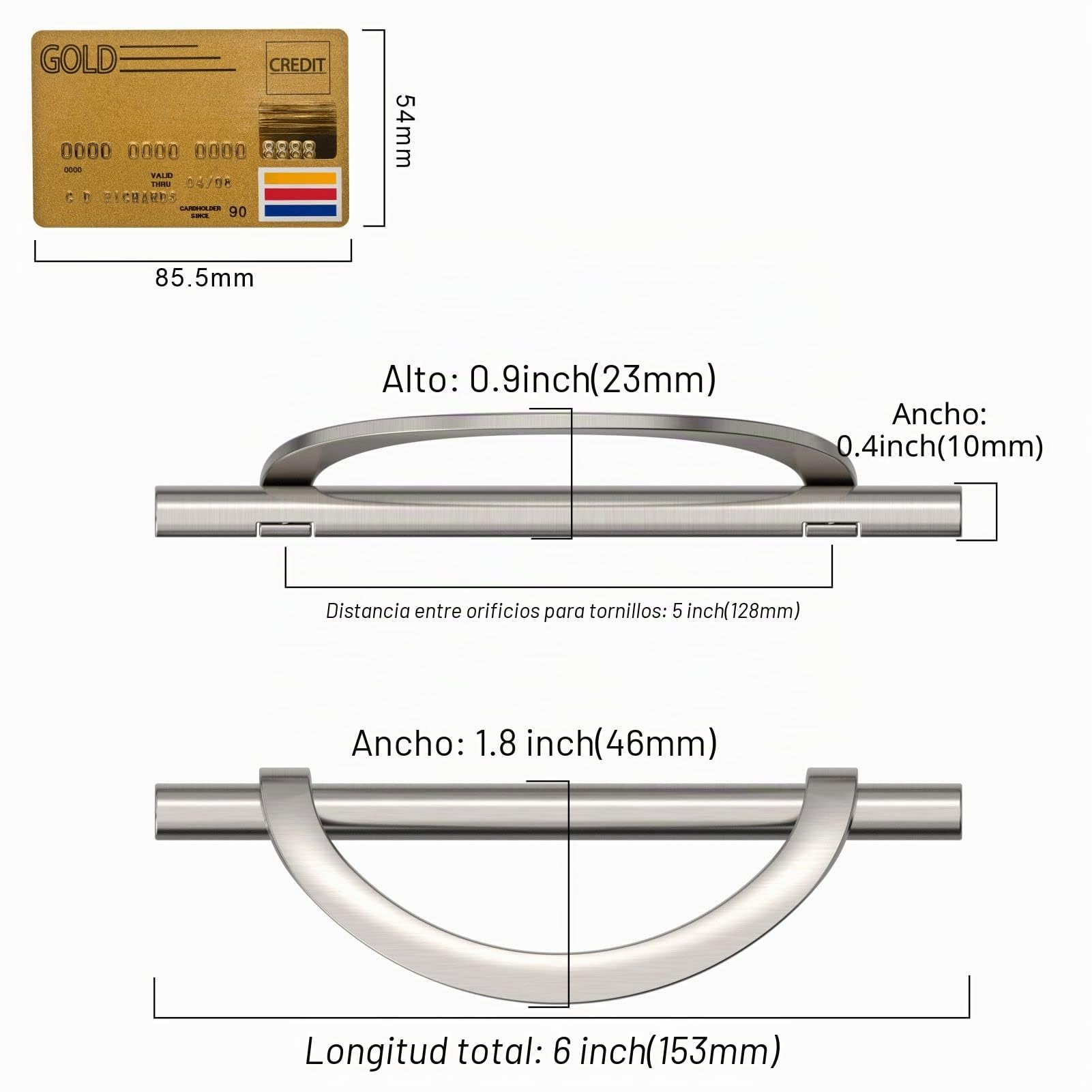 Amerdeco 10 Pieza Tiradores Cocina 128mm Tiradores Armarios Níquel satinado cepillado Tirador Puerta Plata Tiradores Cajones de Aleación de zinc Muebles Tirador UK0044