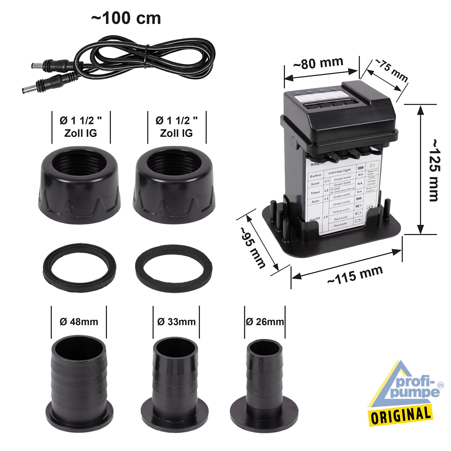 Innovativa pompa solare per laghetto, set pompa solare per laghetto da giardino con batteria, illuminazione a LED, pannello solare in stabile telaio in alluminio (Oasis-4000R con ioni di litio)