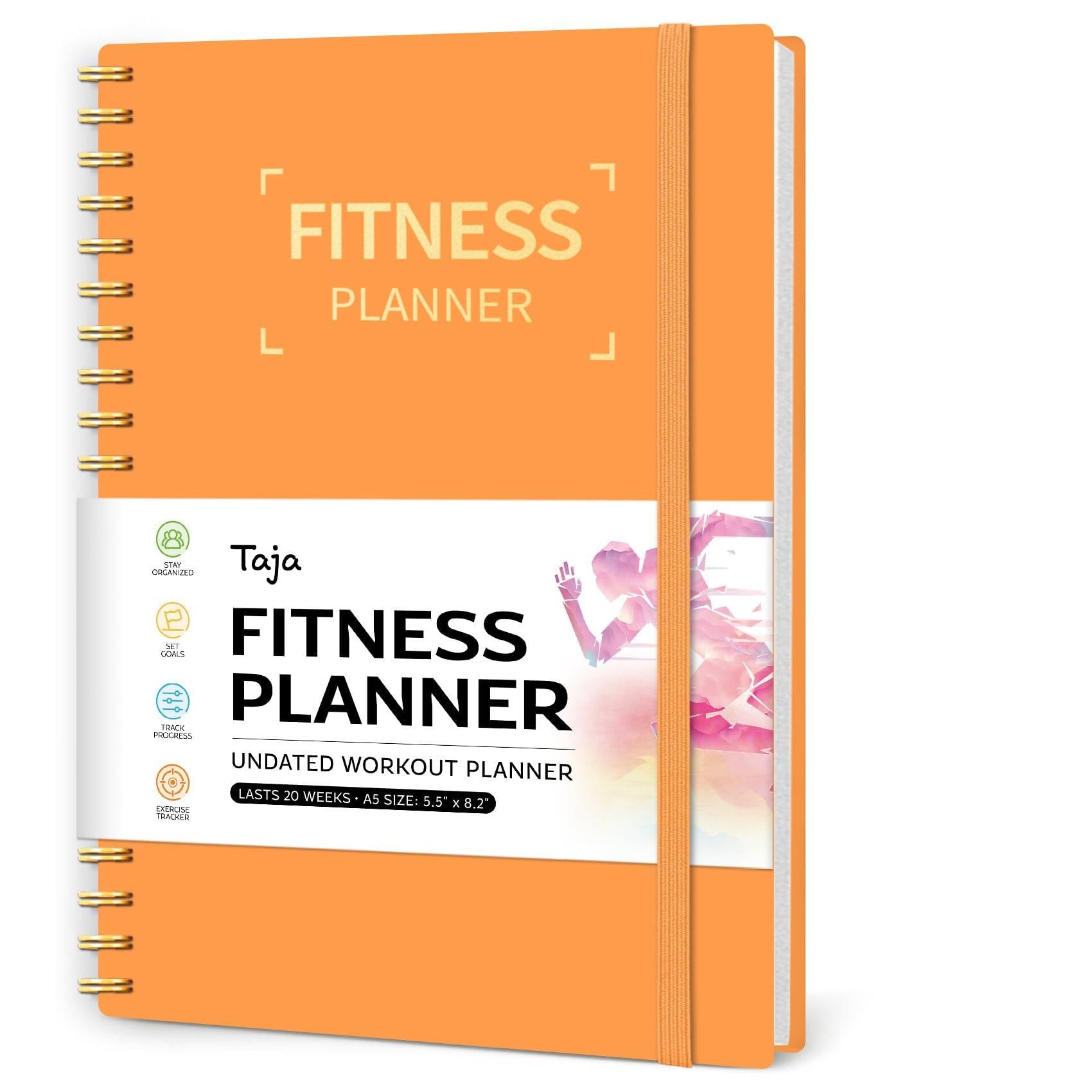 Taja Fitness Workout Journal & Log Book for Women & Men, Fitness Planner