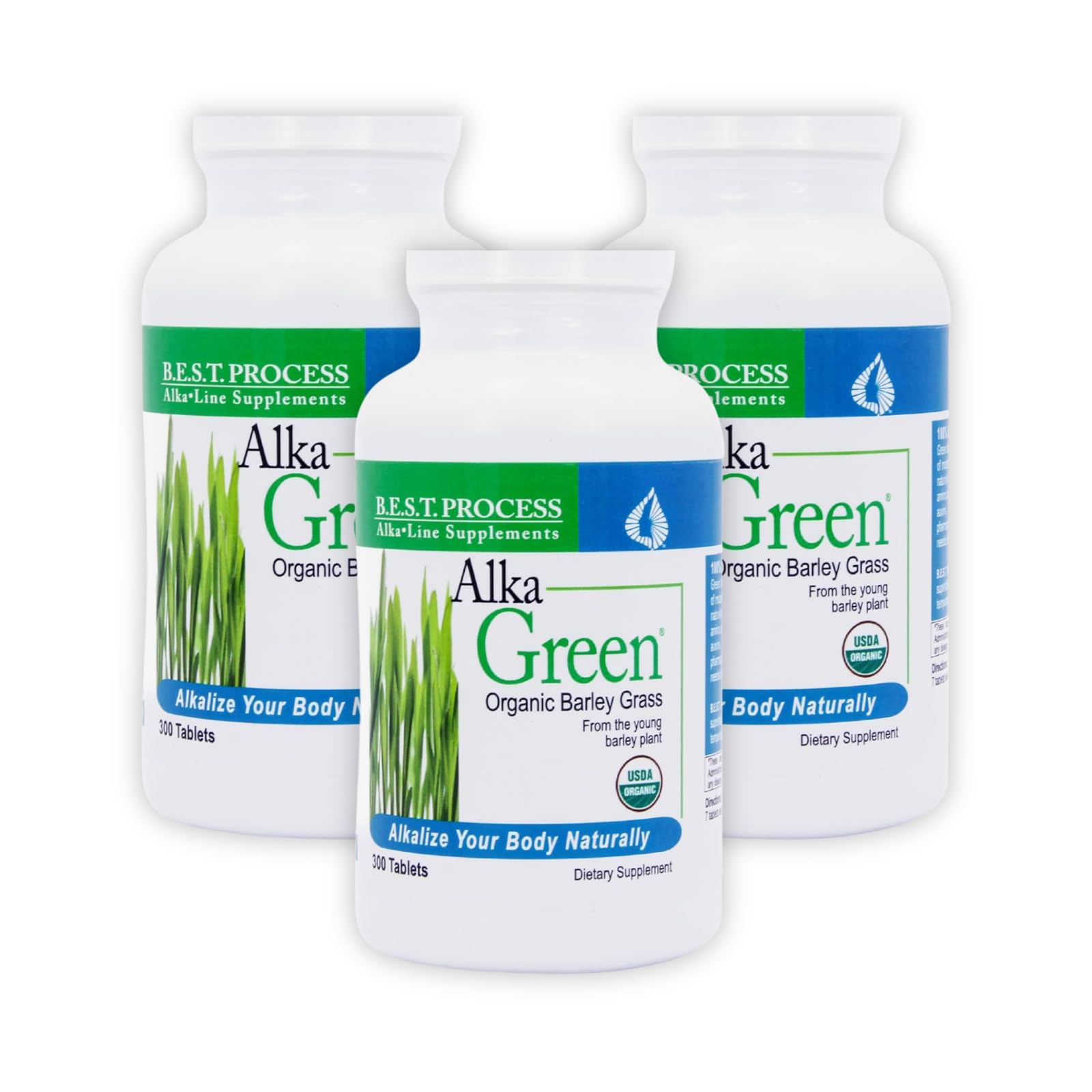Morter HealthSystem Alka•Green Tablets (3 Pack) Best Process Alkaline — Nutrient Dense Organic Barley Grass Supplement — Natural Source of Enzymes & Amino Acids