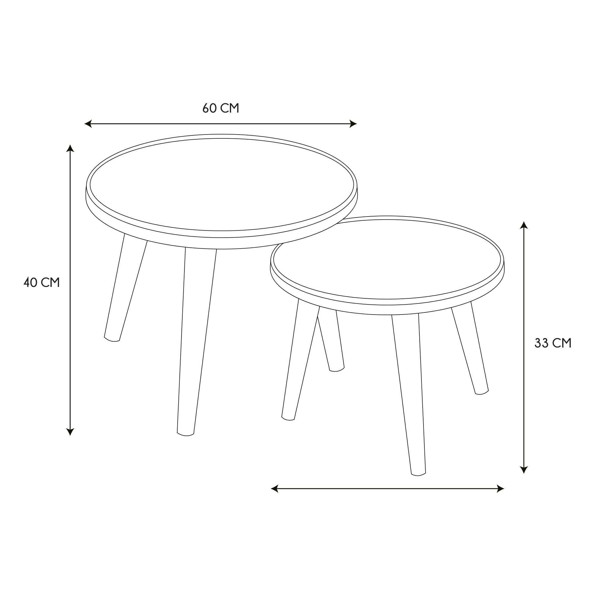 HOME DECO FACTORY - HD7412 Mesas Nido Felix x2 - Mobiliario Moderno - Mesa Auxiliar de Pino - Dimensiones Pequeña L40xP40xH33 cm - Grande L60xP60xH40 cm - Color Marrón
