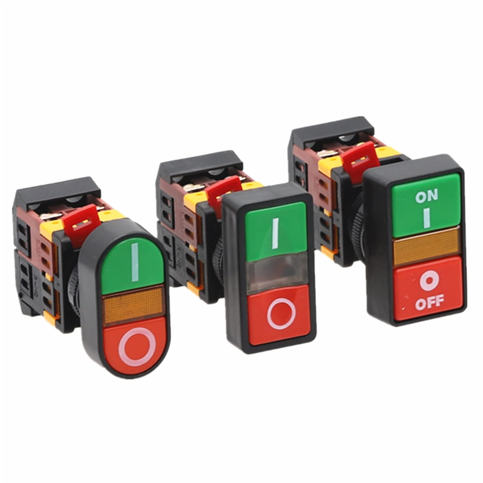 Interrupteur double bouton-poussoir APBB-22N complet, commande Start-Stop 110V LED 30mm - 8