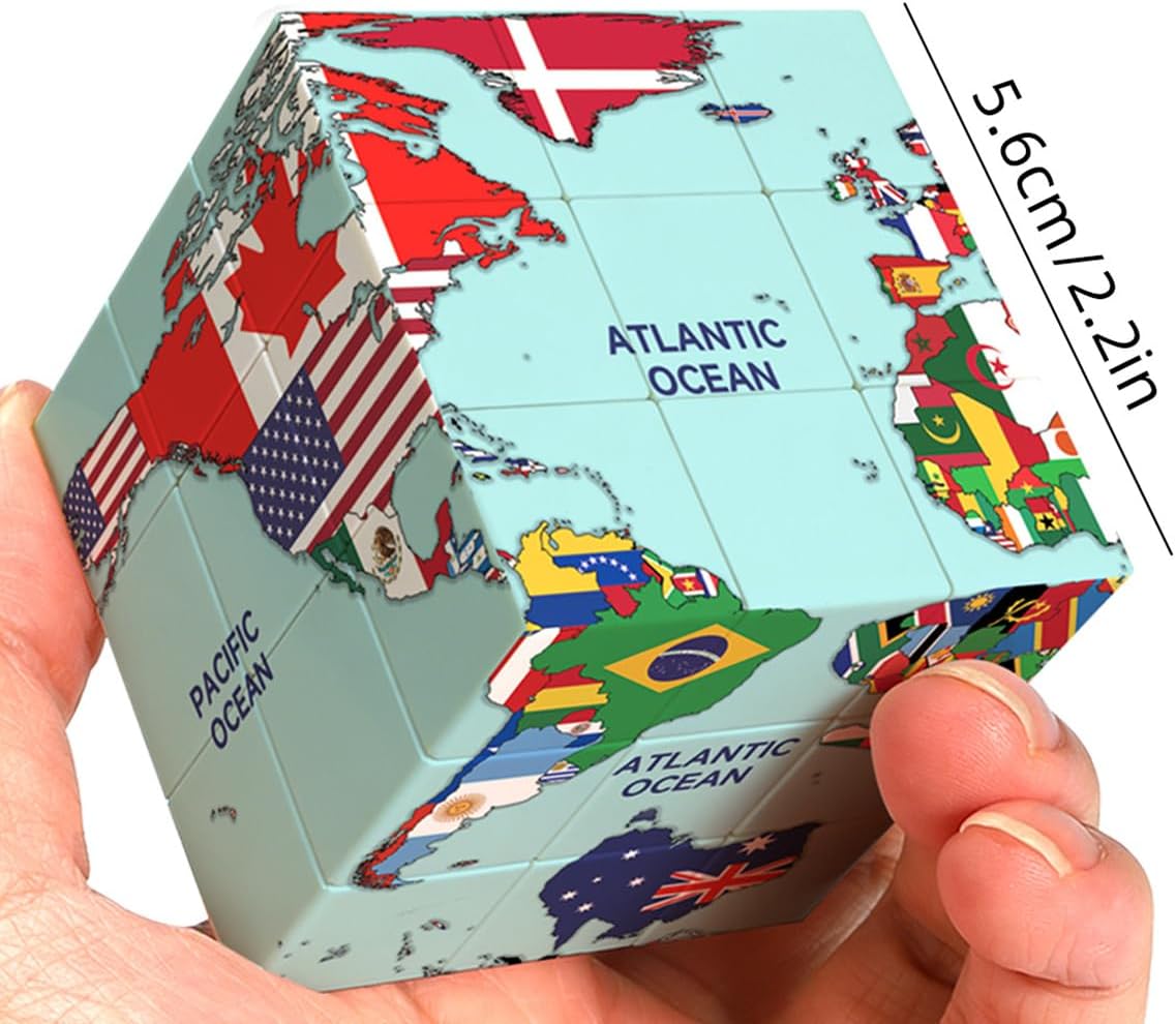 3x3 Speed Cube, World Map Design Magic Cube Geography Learning Puzzle Toy image 3