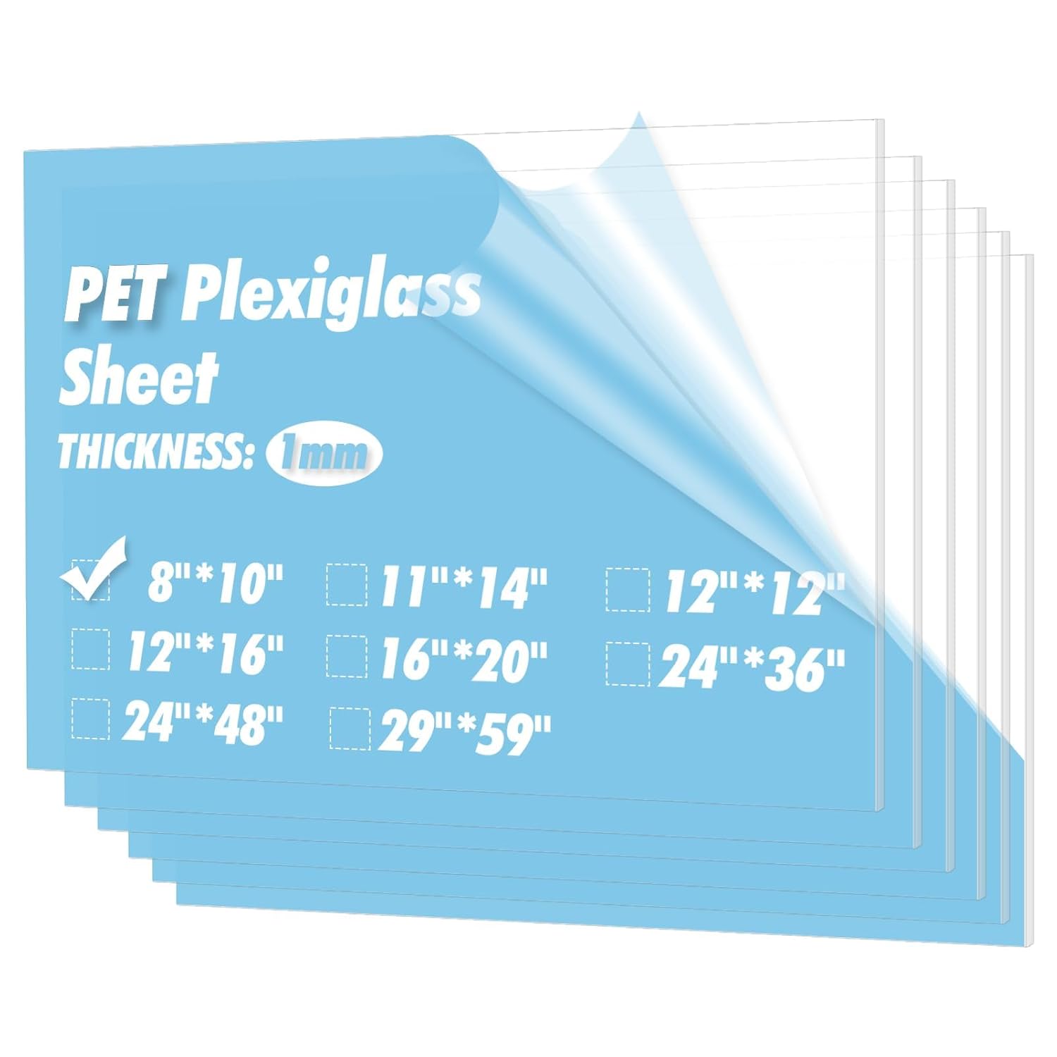 5 Láminas de PET/Plexiglás Transparente 8x10" 1 mm para Artesanía