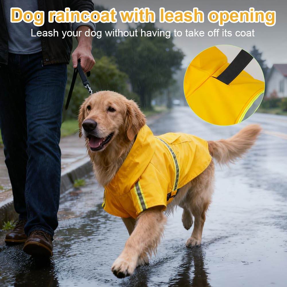 OSDUE Impermeabile per Cani Cappotto,Impermeabile Cane e Foro per Colletto e Strisce Riflettenti protettive,Regolabile Cappotto Impermeabiles 100%,per Piccoli Medio Grandi Cuccioli L-XXXL
