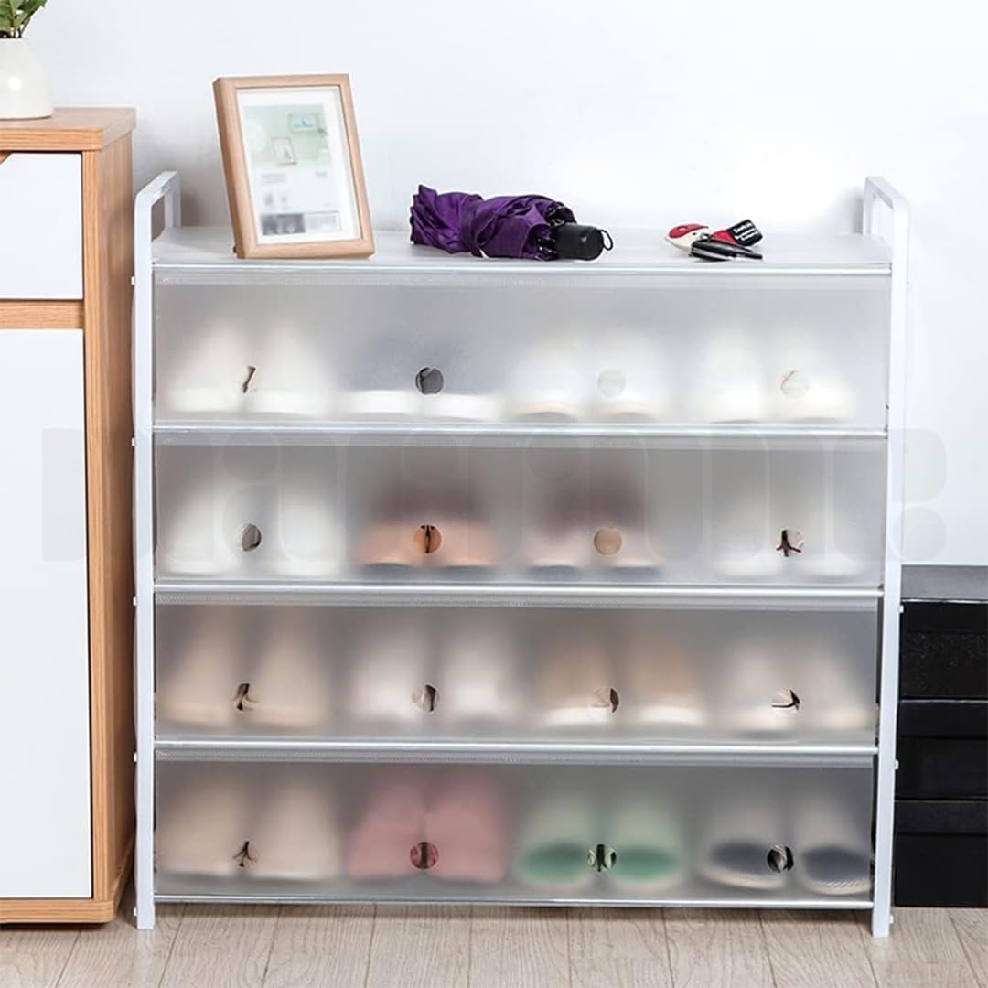 Marrone 5 Layers of Multi-Layer Storage Shoe Rack Simple Shoe Cabinet Dormitory Hallway Shoe Rack Lightweight with Stainless Steel Pipes (White)-picture-10