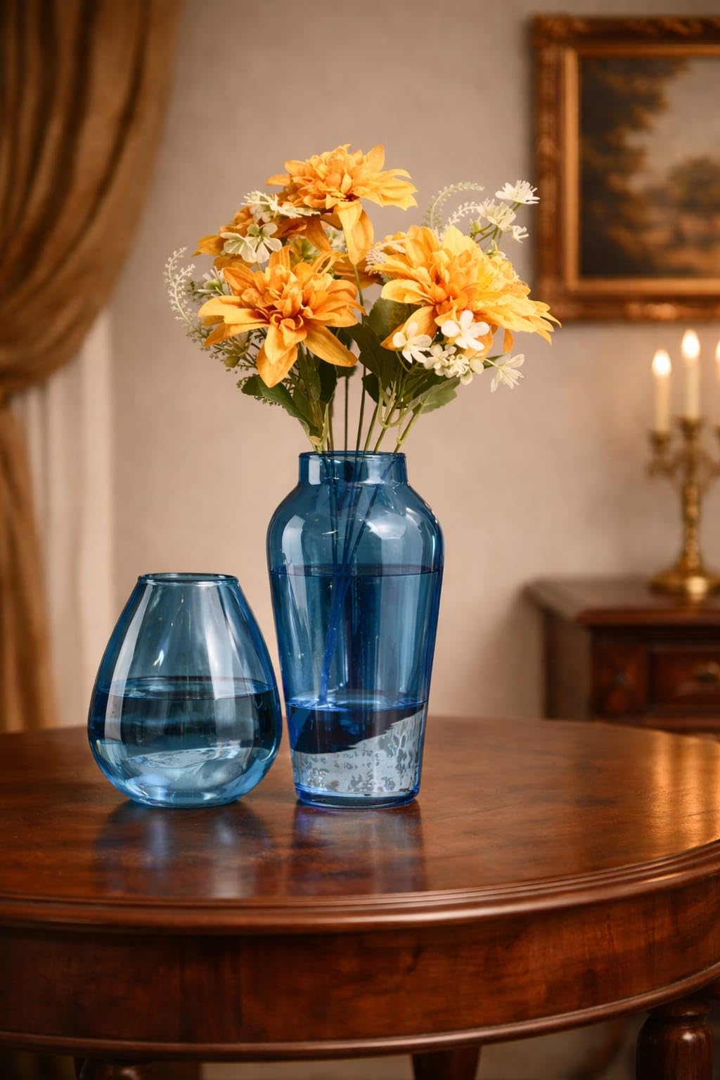 Glass Flower Pot | Crystal Clear Vase | Modern Luster Decor | Indoor Plant Jar | Living Room Table Accent | Office Cafe Display | Decorative Home Vase (Blue)-image-7