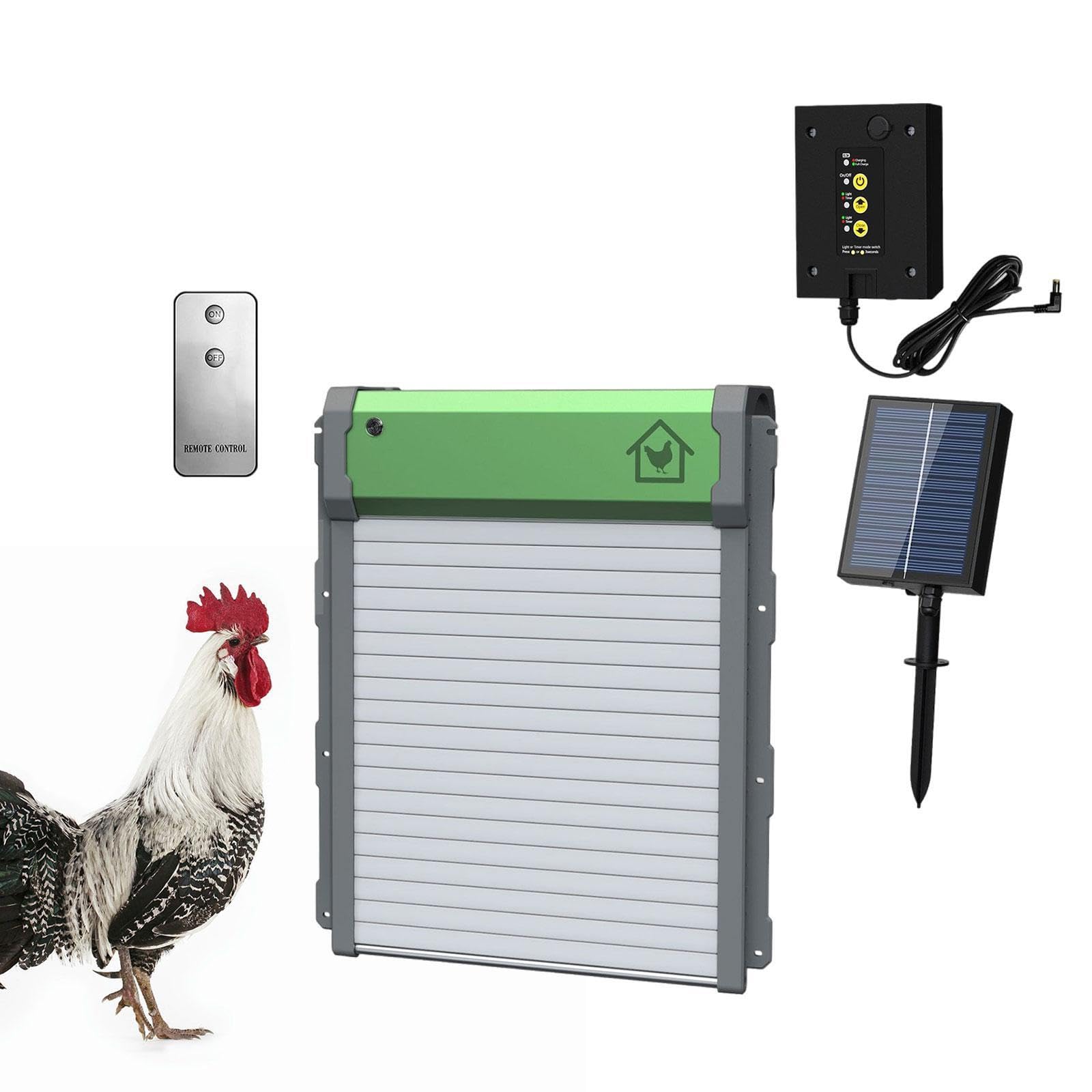Porta automatica intelligente per pollaio con pannello di controllo e telecomando per massimizzare l'efficienza nella gestione degli allevamenti di polli Porta automatica