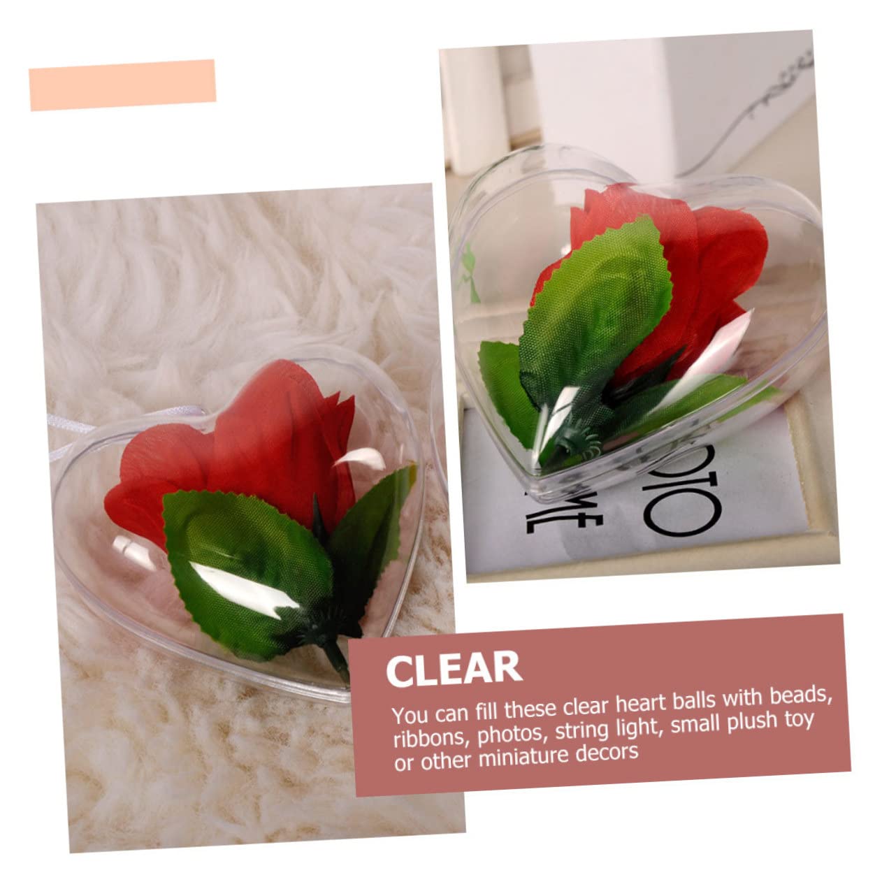 6 Boules Cœur Transparentes à Remplir - 10 Cm, Ornements Suspendus Pour Mariage, Fêtes