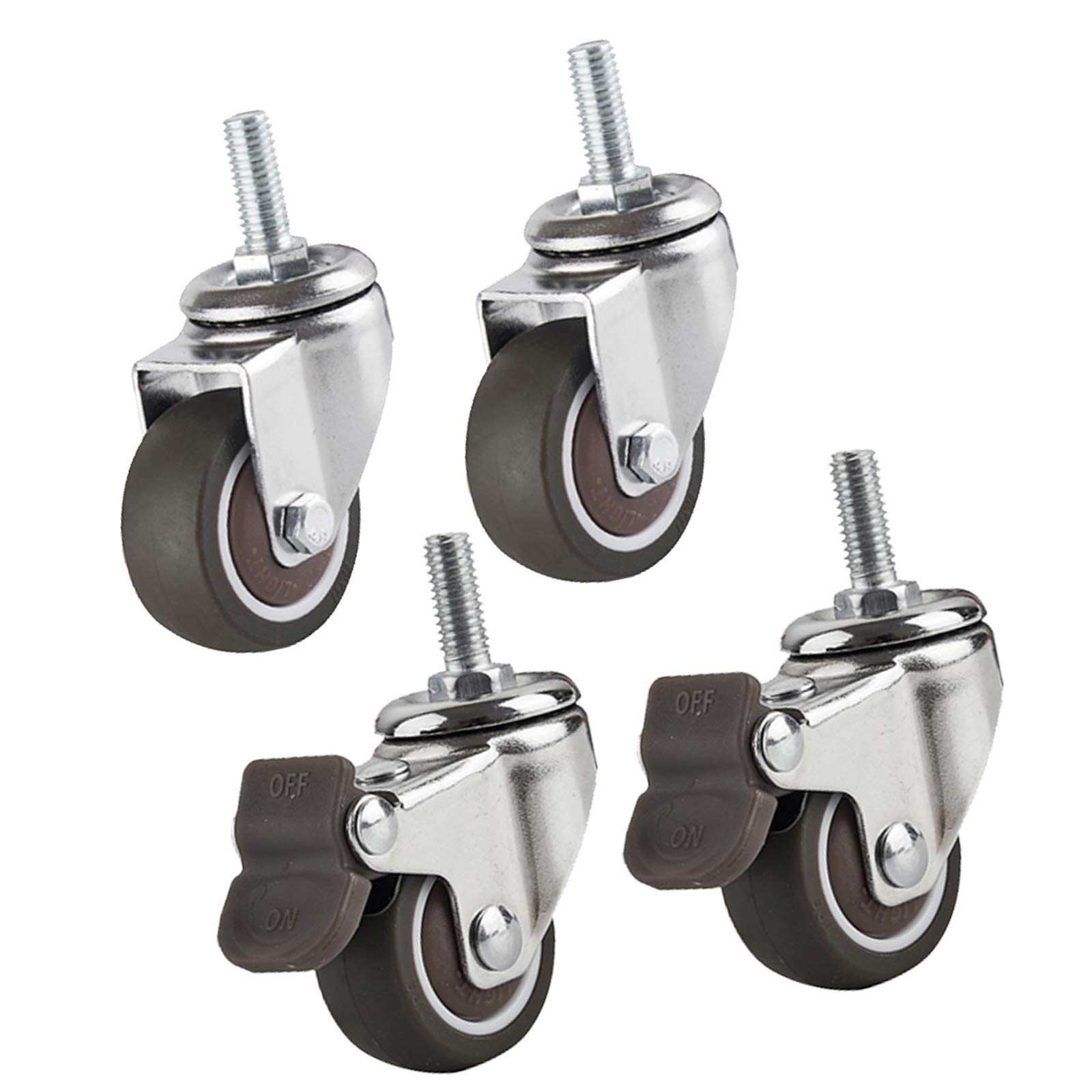 Roulettes pivotantes M6 M8 avec frein pour meuble et petit transport 4 pièces