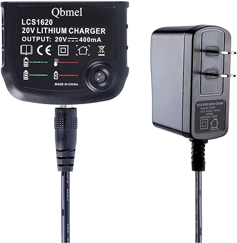 Qbmel Cargador de batería de ion de litio de 20 voltios para Black+Decker LCS1620 MAX 20V batería de iones de litio LBXR20 LBXR20-OPE LB20 LBX20