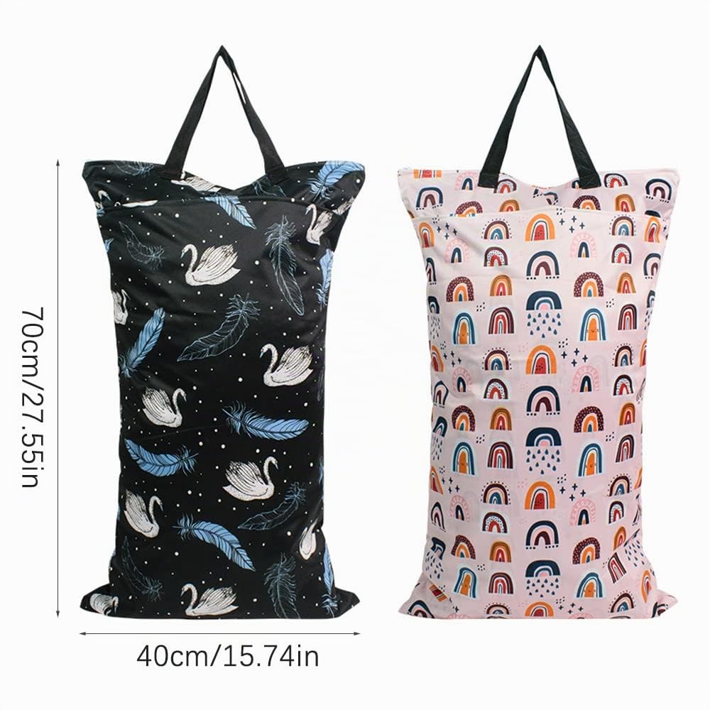 Bolsas Tela Ropa Bebe, Neceser para Pañales | impermeable con doble bolsillo cremallera, para colgar en húmedo y seco, adecuada para pañales de bebé fitness playa piscina