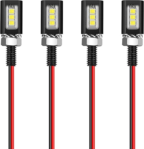 Linkstyle 4 luces LED de 12 V para matrícula, lámparas de perno de tornillo de etiqueta de matrícula, luces LED superbrillantes para motocicleta,