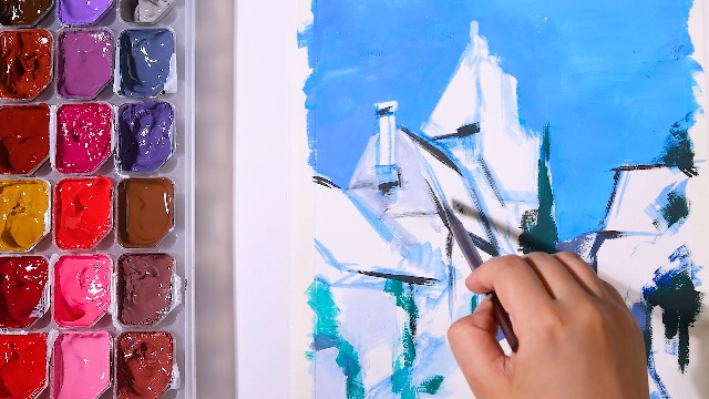HIMI Gouache Paint Set, 56 Colors X 30ml Unique Jelly Cup Design In A Carrying Case Perfect For Artists Gouache Opaque Watercolor Painting I313991906 - View #9