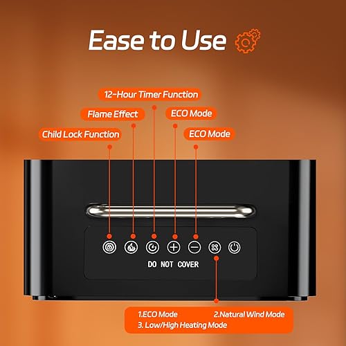 Miniatura 5 de Calentador eléctrico de chimenea, calentadores de chimenea portátiles 3 en 1 para uso en interiores, calentador de espacio de 7501500 W para