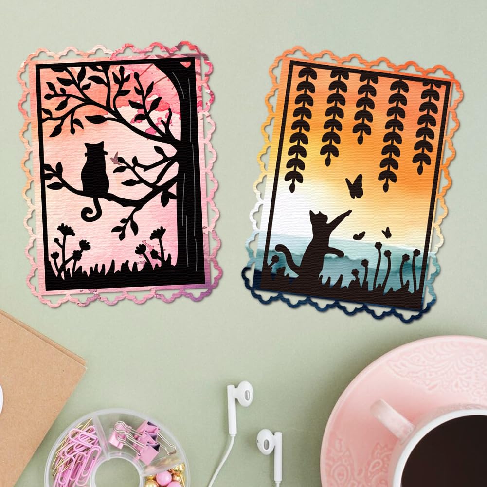 DELORIGIN Cat Frame Dies Cuts Metal Cat Cutting Dies Card Making Cutting Dies Stencils Template for DIY Embossing Scrapbooking Craft Paper Greeting Card Decor - Image 3