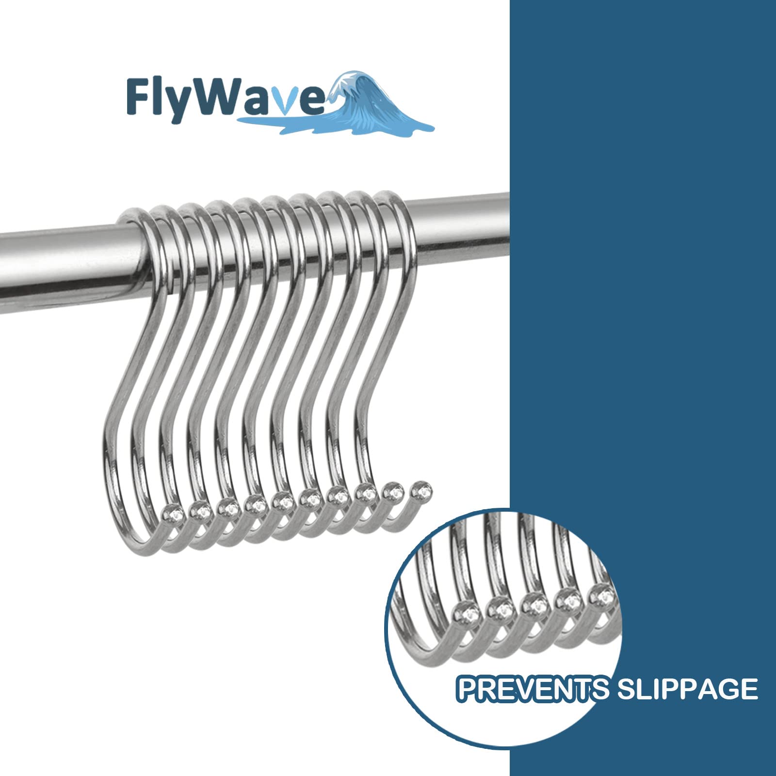 FlyWave Haczyki S ze stali nierdzewnej, 20 szt., haki w kształcie litery S do wieszania ubrań, ręczników, roślin, oszczędzające miejsce haczyki w kształcie litery S, haczyki ze stali nierdzewnej do łazienki, sypialni, kuchni, biura