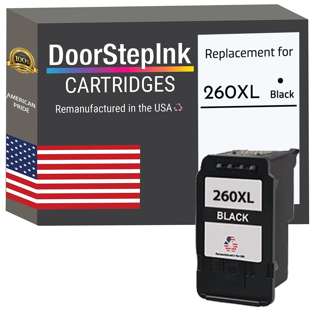 DoorStepInk 260XL Black Remanufactured Ink Cartridge Replacement for Canon PG-260XL — Compatible with Canon PIXMA TR7020, PIXMA TS5320, PIXMA TS6420 —