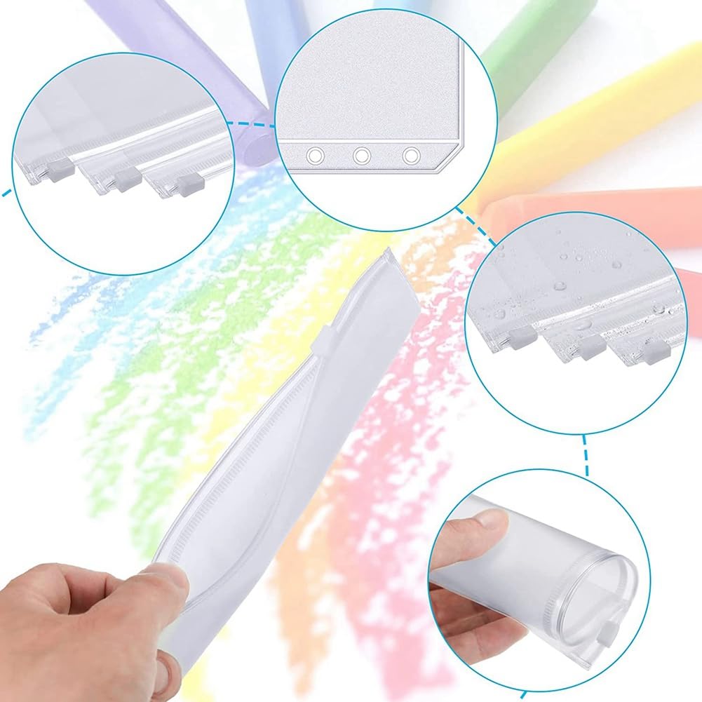 Impermeabile Mesh Sacchetto del Documento, 12 pezzi A6 6 fori PVC cerniera borsa for documenti, borsa for il trucco all'aperto, ecologico e inodore facile da installare
