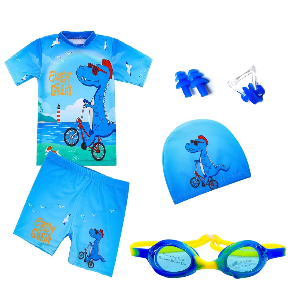 THE MORNING PLAY Swimming Costume Set, 2-Piece with T-Shirt, Shorts, Cap, Goggles, Earplugs, Unisex - Review, Price and Buying Guide