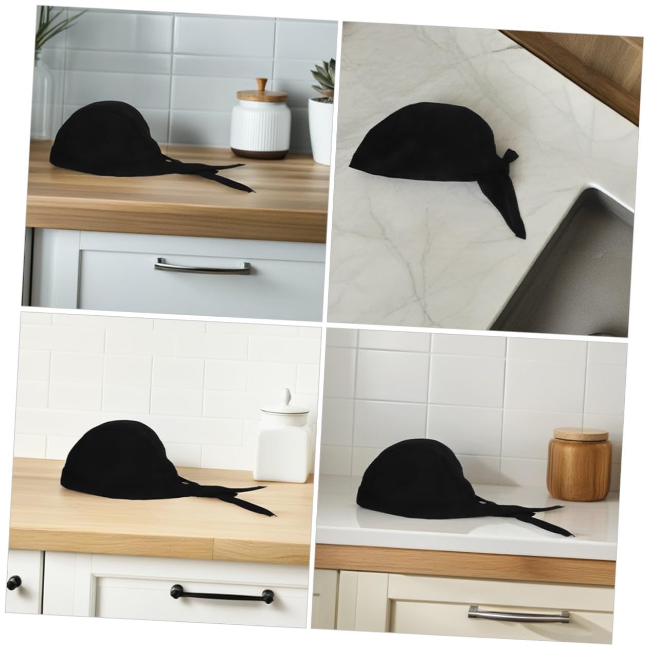 Gorro de Chef de Cocina Negro de Algodón 12 Piezas Unisex