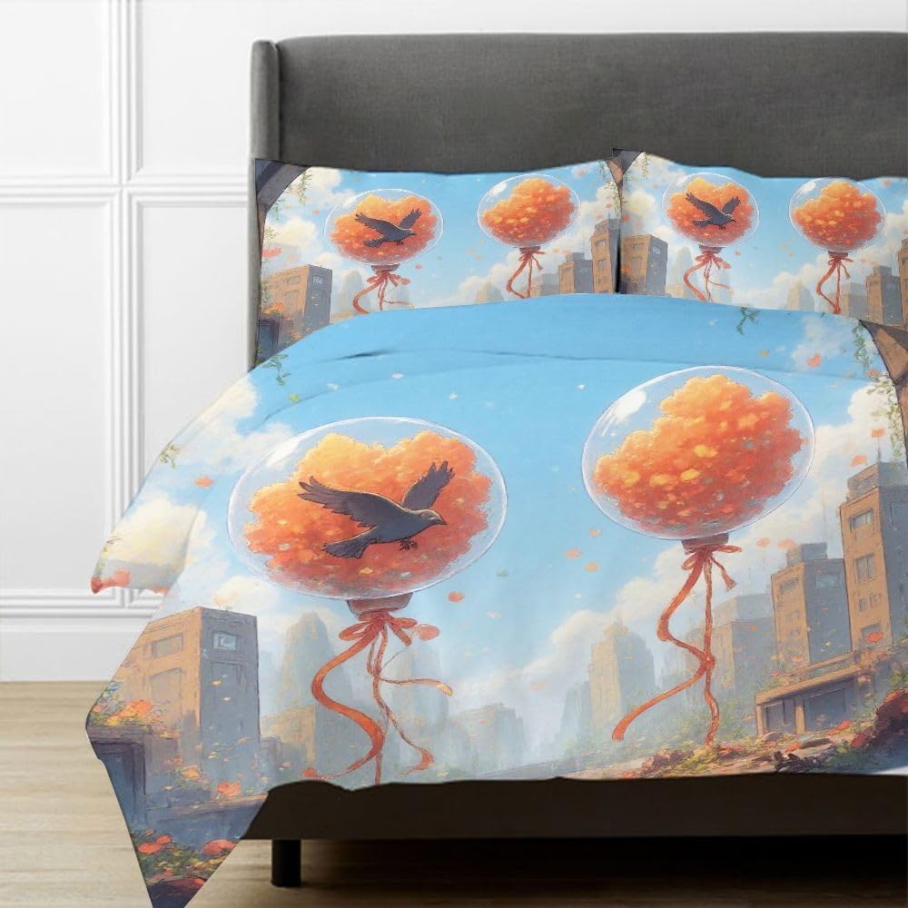 Set di Copripiumino 240x260 cm Palloncino 3D Arancione A5820