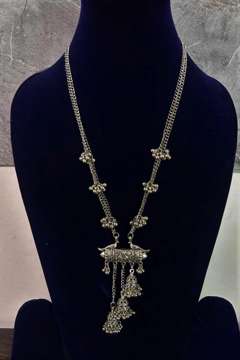 Indian Silver Oxidized Ethnic Fashion Handmade Statement Kutchi Afghani Tribal Tassel Long Necklace - Image 3