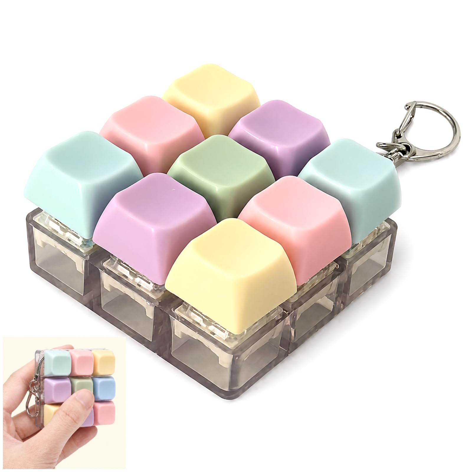 9 Keys Keyboard Fidget Toys, Keyboards Keychain, Mini Keyboard Keyring