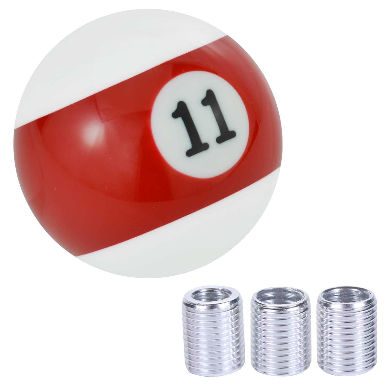 Arenbel 11 Pool Ball Car Racing Shifter Lever Stick Knob Polished Gear Shift Grip Speed Handles Fit Regular Manual Auto Vehicles, Red