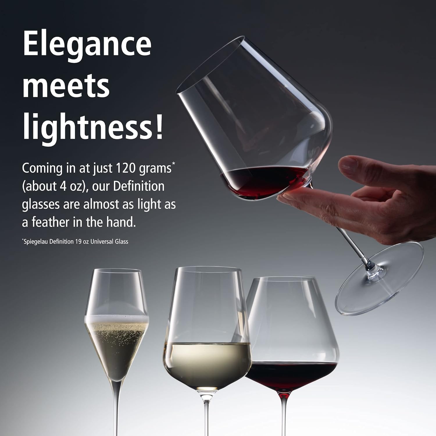 Spiegelau Definition Universal Big Wine Glasses, European Made Crystal Drinking Glass Set for White and Red Wines, Dinner, Birthday Party, Glassware, Home Bar Accessories, 538.6 g, Set of 4